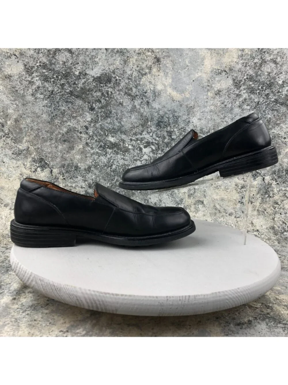 Florsheim Men's Size 11.5M Black Leather Closed Toe Elastic Gore Slip On Loafers
